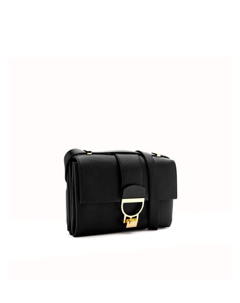 Arlettis Schultertasche aus genarbtem Leder in Schwarz - 23x17x7 cm