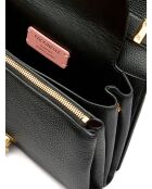 Arlettis Schultertasche aus genarbtem Leder in Schwarz - 23x17x7 cm