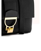 Arlettis Schultertasche aus genarbtem Leder in Schwarz - 23x17x7 cm