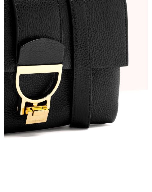 Arlettis Schultertasche aus genarbtem Leder in Schwarz - 23x17x7 cm