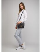 Arlettis Schultertasche aus genarbtem Leder in Schwarz - 23x17x7 cm