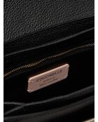 C-Me schoudertas in canvas en naturel/zwart generfd leer - 21x17x6 cm