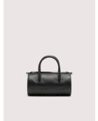 Myrtha Maxi Log Handtasche aus schwarzem genarbtem Leder - 31x15,5 x 15,5 cm