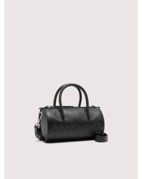 Myrtha Maxi Log Handtasche aus schwarzem genarbtem Leder - 31x15,5 x 15,5 cm