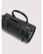 Myrtha Maxi Log Handtasche aus schwarzem genarbtem Leder - 31x15,5 x 15,5 cm