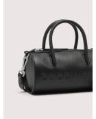 Myrtha Maxi Log Handtasche aus schwarzem genarbtem Leder - 31x15,5 x 15,5 cm