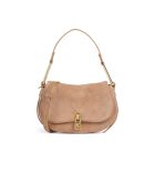 Bandolera de gamuza nude - 22x14x4 cm