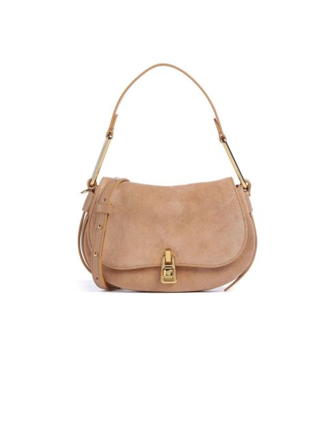 Bandolera de gamuza nude - 22x14x4 cm