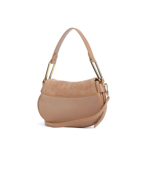 Bandolera de gamuza nude - 22x14x4 cm