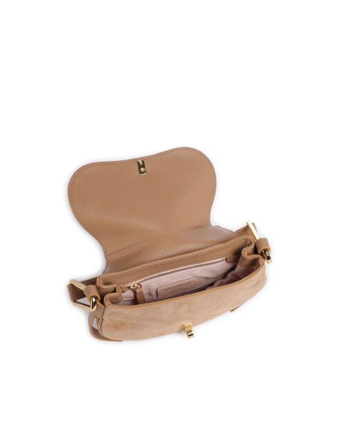 Bandolera de gamuza nude - 22x14x4 cm