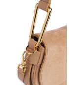 Bandolera de gamuza nude - 22x14x4 cm