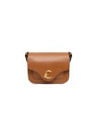 Bolso de hombro C-Me de piel de becerro marrón lisa - 21x17x6 cm