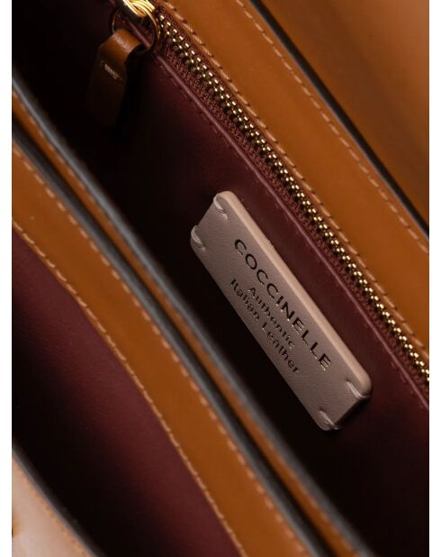 Bolso de hombro C-Me de piel de becerro marrón lisa - 21x17x6 cm