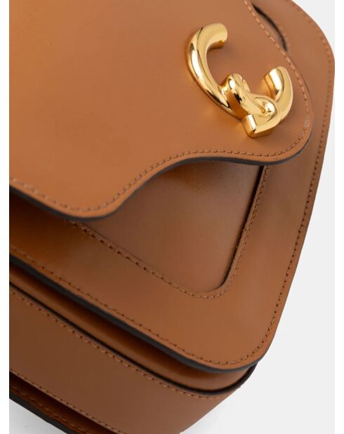 Bolso de hombro C-Me de piel de becerro marrón lisa - 21x17x6 cm