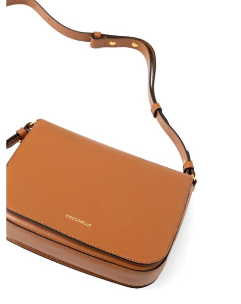 Bolso de hombro C-Me de piel de becerro marrón lisa - 21x17x6 cm