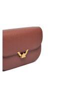 Bandolera Dew de piel granulada color brandy - 27x20x7,5 cm