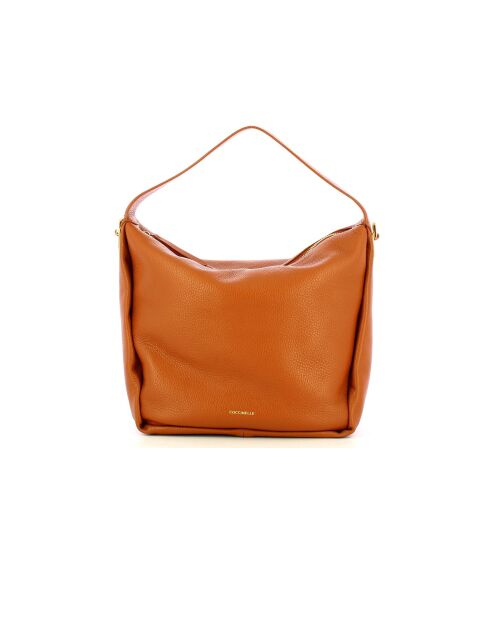 Bandolera Oliver de piel granulada marrón - 30x27x17 cm