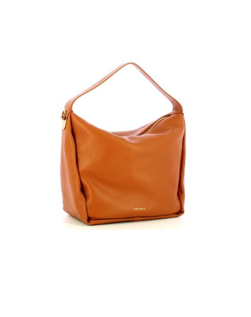 Bandolera Oliver de piel granulada marrón - 30x27x17 cm