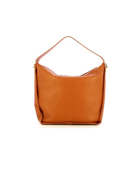 Bandolera Oliver de piel granulada marrón - 30x27x17 cm