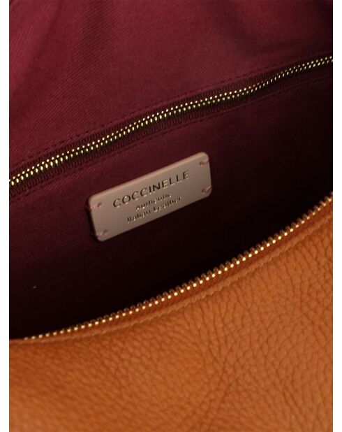 Bandolera Oliver de piel granulada marrón - 30x27x17 cm