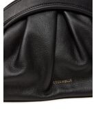 Gladde zwarte leren schoudertas voor de wangen - 32x19x8 cm