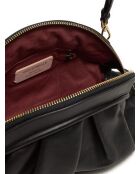 Gladde zwarte leren schoudertas voor de wangen - 32x19x8 cm