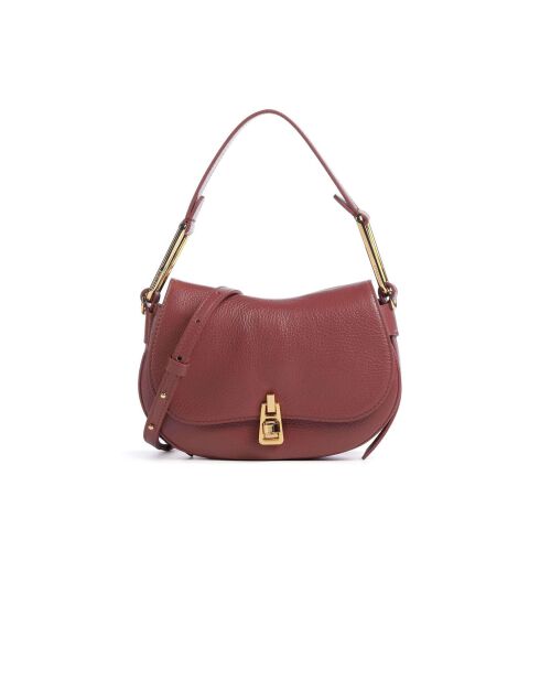 Weiche Schultertasche Magie aus genarbtem Leder in Brandy - 22x14x4 cm