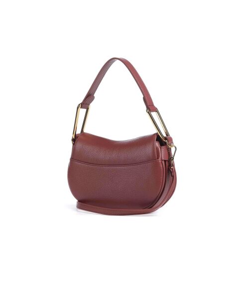 Weiche Schultertasche Magie aus genarbtem Leder in Brandy - 22x14x4 cm