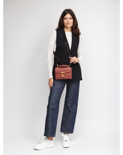 Arlettis Handtasche aus genarbtem Leder in Brandy - 19x15x8 cm