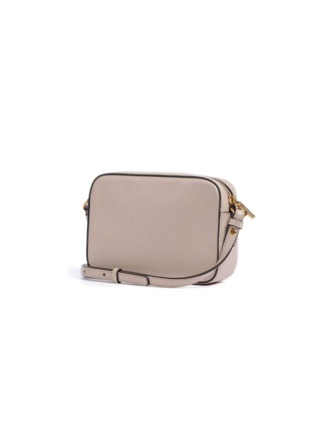 Beat Schultertasche aus genarbtem Leder in Beige, 18 x 11,5 x 5 cm