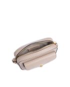 Beat Schultertasche aus genarbtem Leder in Beige, 18 x 11,5 x 5 cm