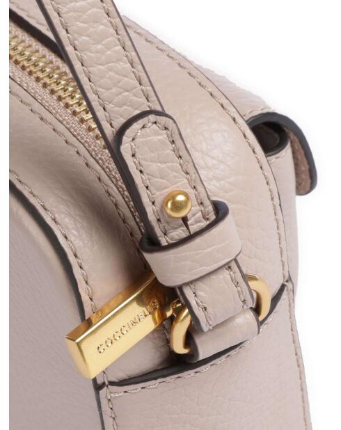 Beat Schultertasche aus genarbtem Leder in Beige, 18 x 11,5 x 5 cm