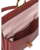 Arlettis Schultertasche aus genarbtem Leder in Brandy - 25x18x7 cm