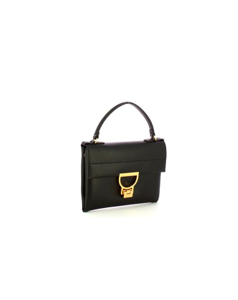Handtasche Arlettis Signature aus genarbtem Leder in Schwarz — 21,5x15x2 cm
