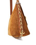 Bolso de hombro Gretel de gamuza PU y gamuza coñac - 25x19x10 cm