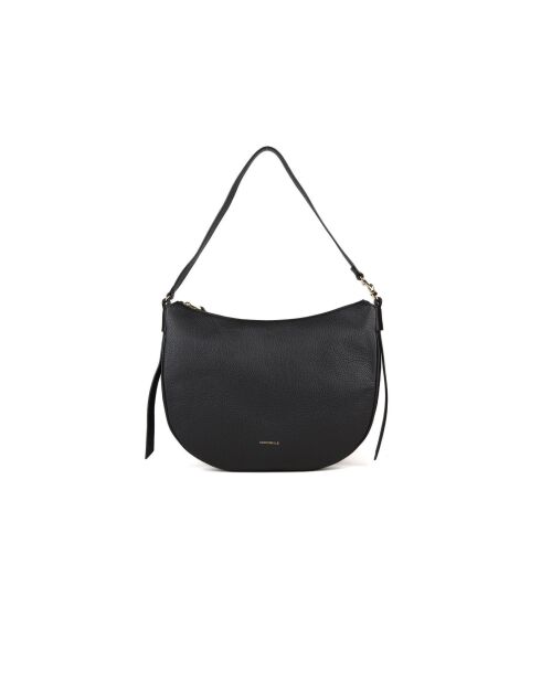 C-Easy Schultertasche aus genarbtem Leder in Schwarz - 34x26x5 cm