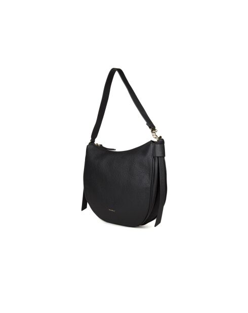 C-Easy Schultertasche aus genarbtem Leder in Schwarz - 34x26x5 cm