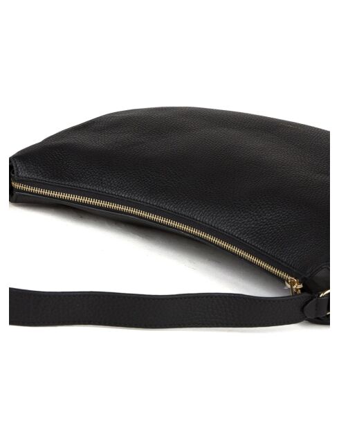 C-Easy Schultertasche aus genarbtem Leder in Schwarz - 34x26x5 cm