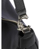 C-Easy schoudertas in zwart generfd leer - 34x26x5 cm