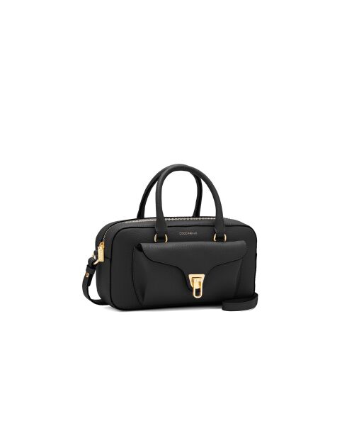 Beat Weiche Handtasche aus schwarzem genarbtem Leder - 26x14x8 cm