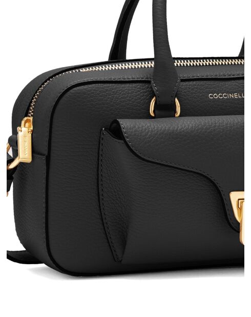 Beat Weiche Handtasche aus schwarzem genarbtem Leder - 26x14x8 cm