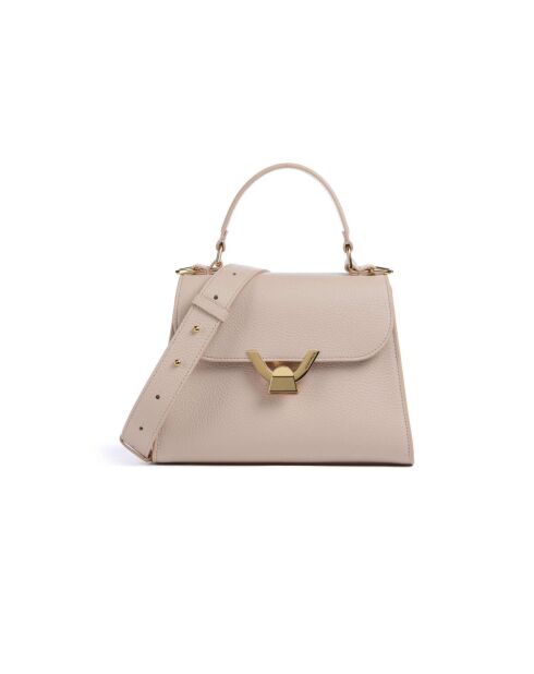 Dew beige handtas van generfd leer - 23,5x18x9 cm