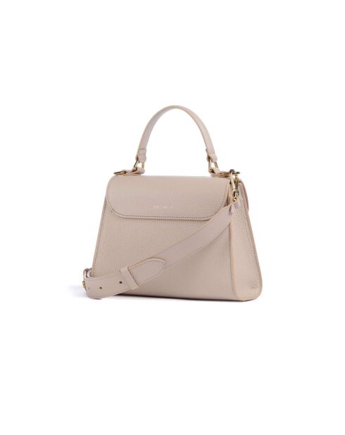 Dew beige handtas van generfd leer - 23,5x18x9 cm