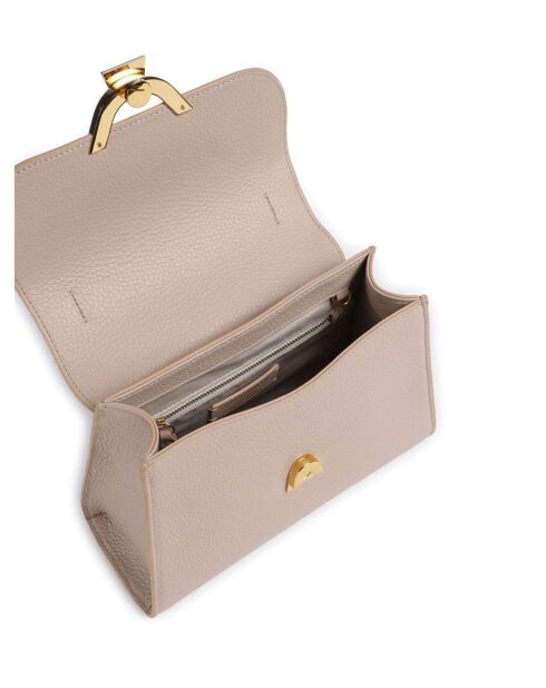 Dew beige handtas van generfd leer - 23,5x18x9 cm