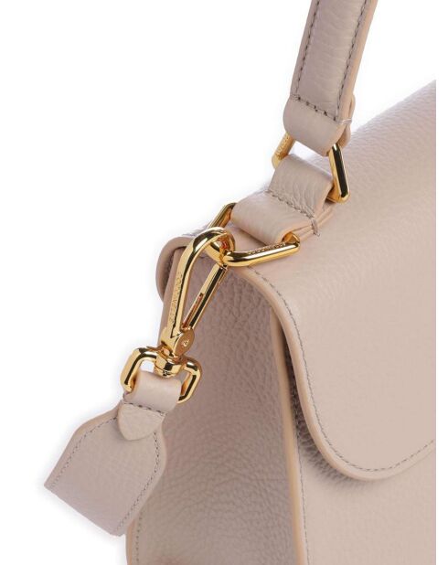 Dew beige handtas van generfd leer - 23,5x18x9 cm