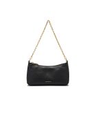 Aura Mini Schultertasche aus schwarzem genarbtem Leder - 22x12x7 cm