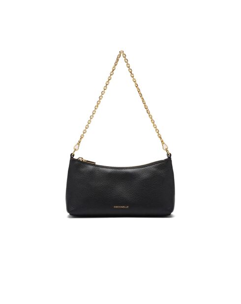 Sac porté épaule Aura Mini en cuir grainé noir - 22x12x7 cm