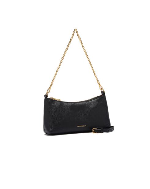 Sac porté épaule Aura Mini en cuir grainé noir - 22x12x7 cm