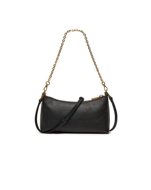 Sac porté épaule Aura Mini en cuir grainé noir - 22x12x7 cm
