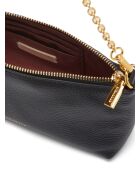 Aura Mini Schultertasche aus schwarzem genarbtem Leder - 22x12x7 cm